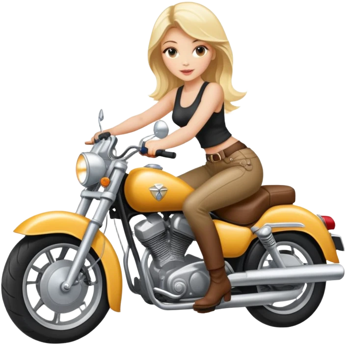 Blonde and beautiful woman on a big motorbike emoji