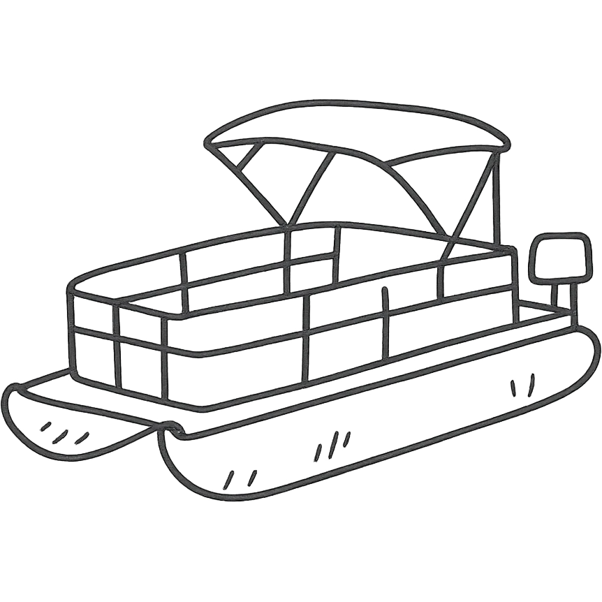 a pontoon, hand-drawn sketch style emoji