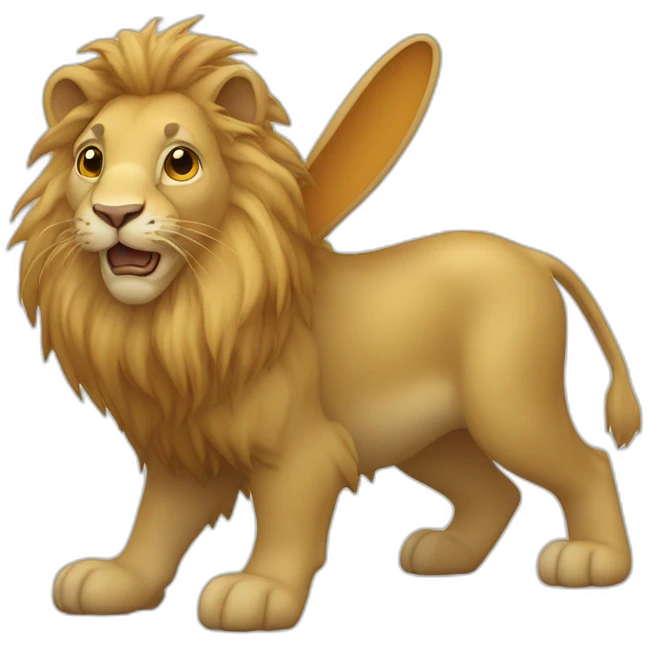 Lapin sur un lion emoji