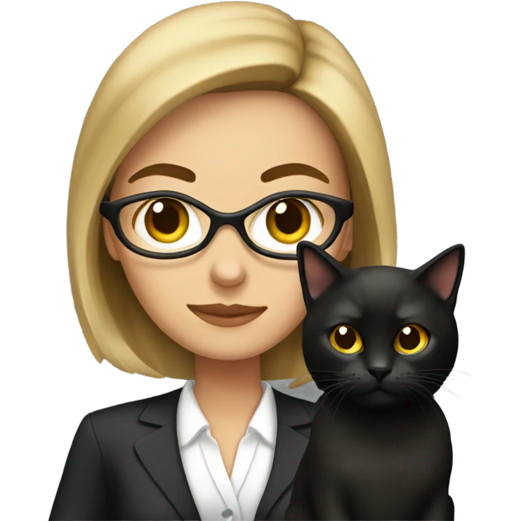 female brunette lawyer with a black cat emoji