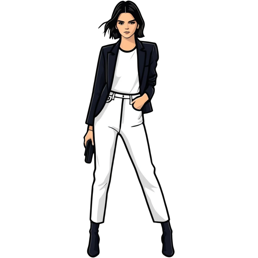 Kendall Jenner, fashion icon, stylish pose emoji
