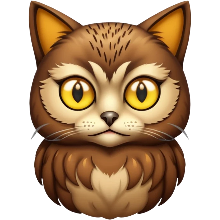 A cat with a owl body emoji