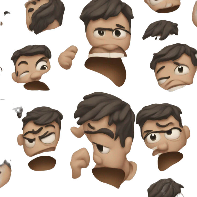 a clumsy, messy, sad man emoji