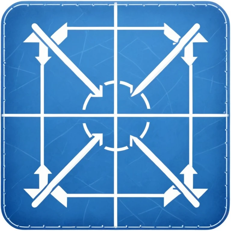 blue blueprint with white lines, X mark in the corner, and a dotted path to the X emoji