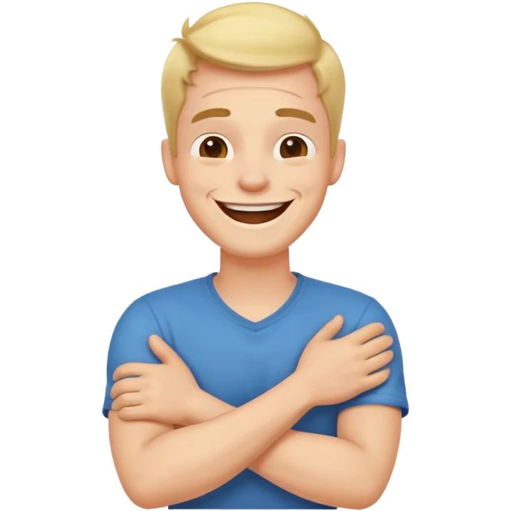 arms crossed holding neck laughing guy emoji