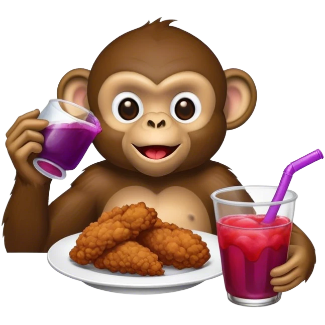 monkey with fried chicken and grape koolaid emoji