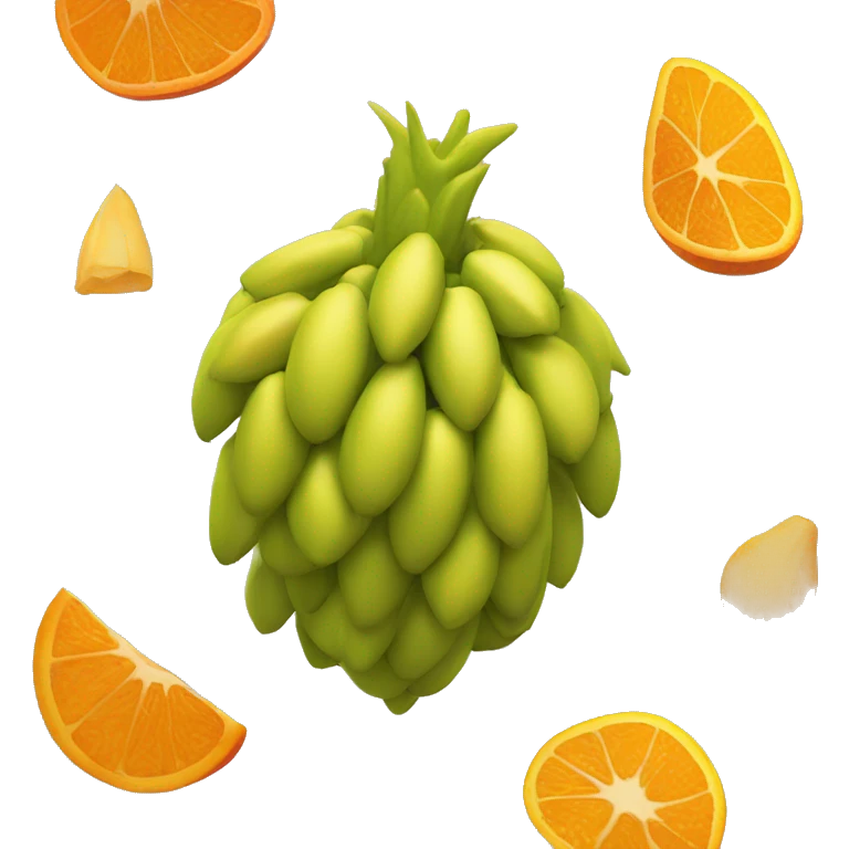 dry husks surrounding a brightly colored fruit-like center.  emoji