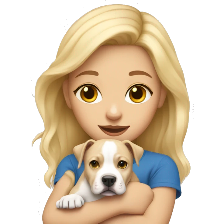 blonde girl with a pitbull puppy emoji