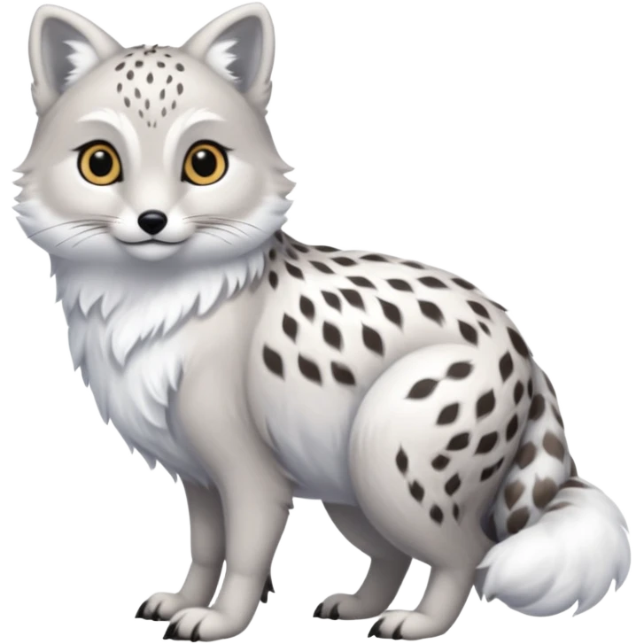 Arctic-Fox-Snow-Leopard-Snowshoe-Hare-Snowy-Owl-hybrid, full body  emoji