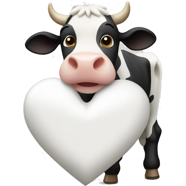 Cow holding white heart  emoji