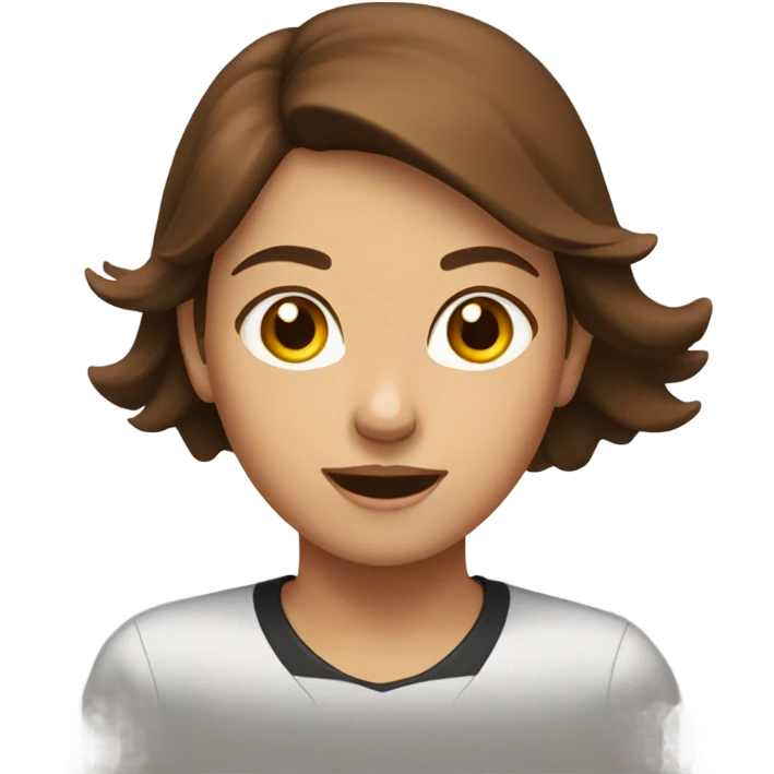 Brown hair brown eyes white girl, running emoji