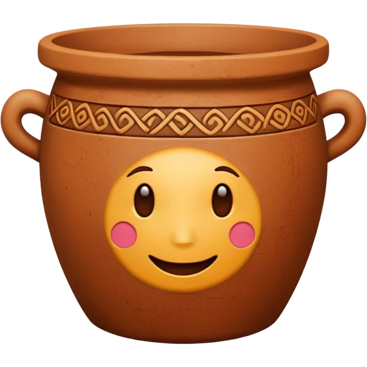 top view of a clay pot with decorative pattern, emoji style emoji