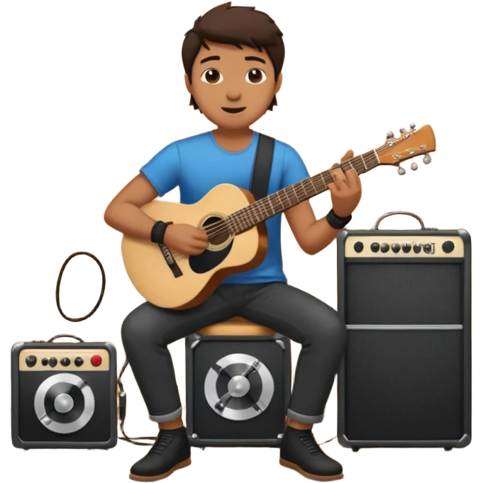 concert black Cable reels connected do a guitar man emoji