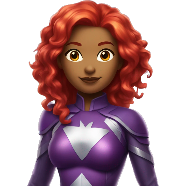 dc comics starfire glowing red hair; purple and silver outfit emoji