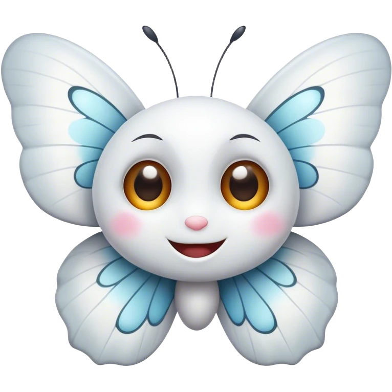 white butterfly with cute happy eyes emoji