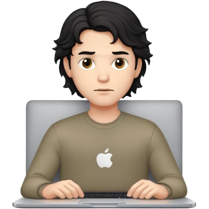 guy with wavy black hair and skin tone a little bit white, with a macbook emoji