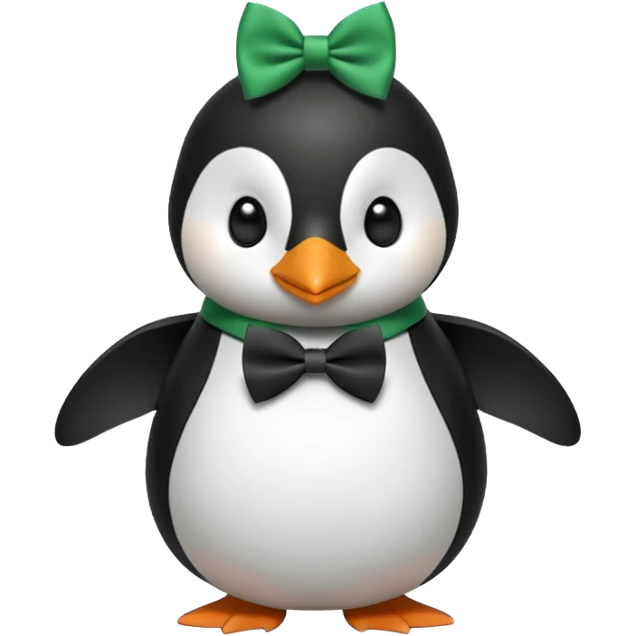 penguin with bow green tie  emoji