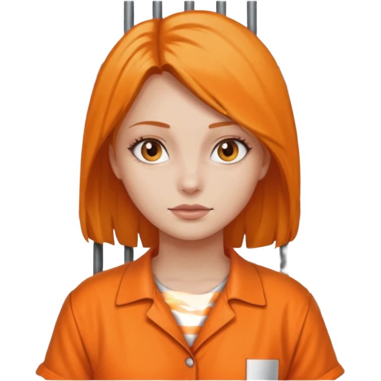 prisoner woman in orange clothing in front of bars emoji