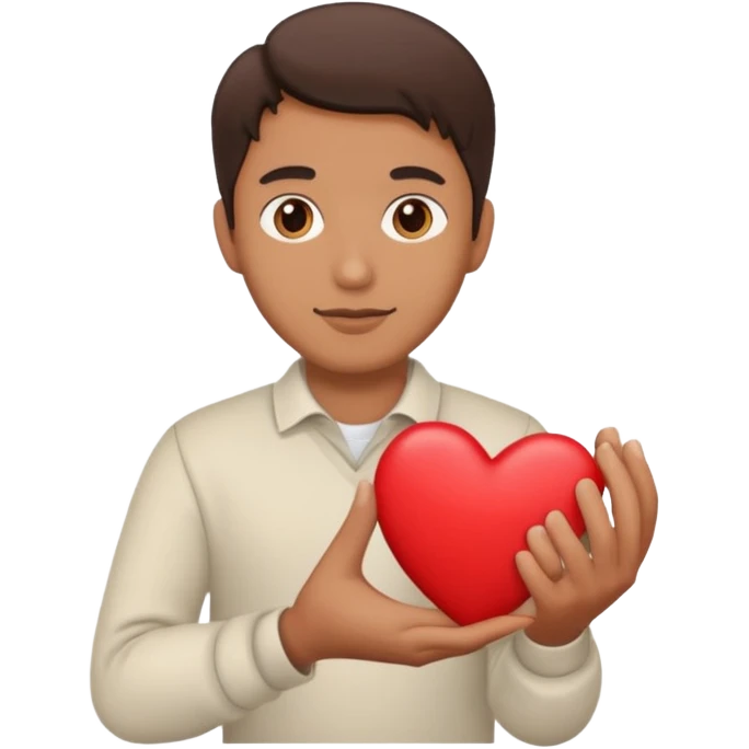 A single man with heart in his hand  emoji