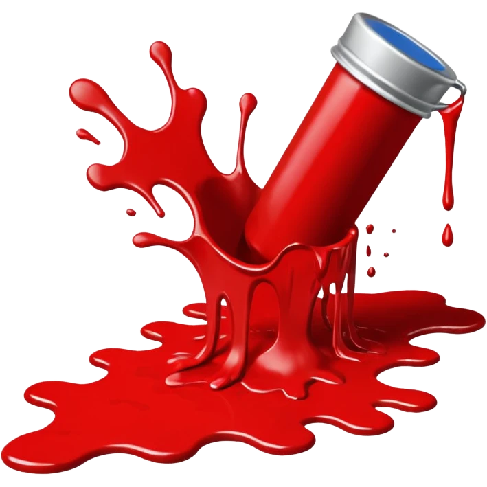 paint splatter, spilled paint, red color. emoji