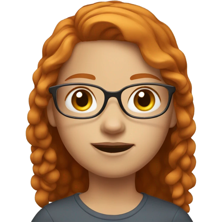 ginger haired girl with brown eyes, white skin and transparent glasses emoji