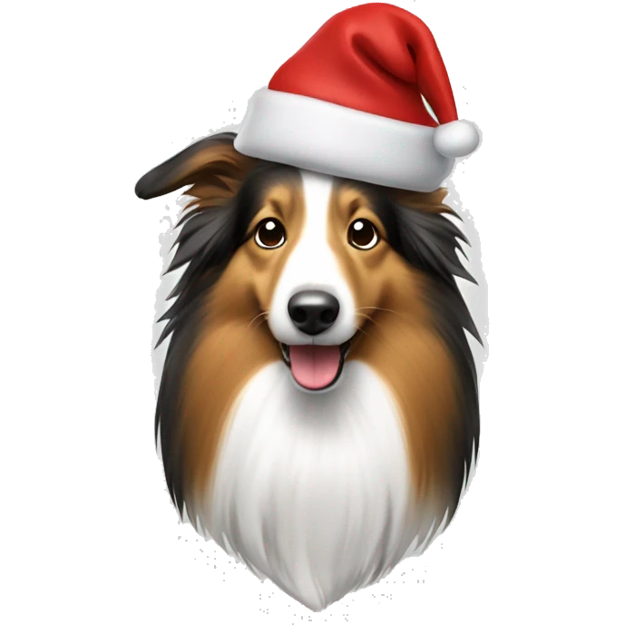 Sheltie dog with Christmas hat emoji