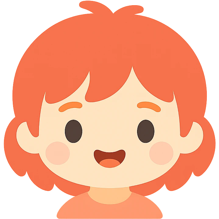 chibi character with red hair, cute expression emoji