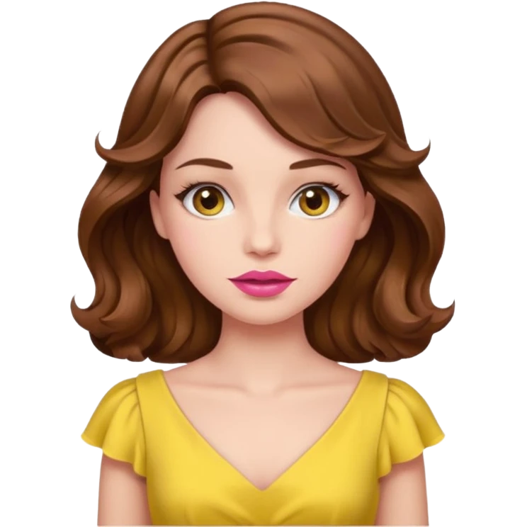 woman Pink lips, deifferent hair, yellow dress. emoji