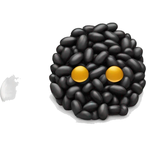 Black beans on plate of rice emoji