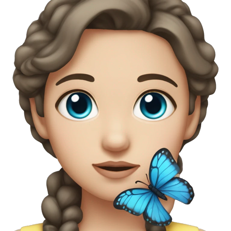 girl with brown hair, large gray-blue eyes, medium eyebrows, butterfly lips, electrolysis master emoji