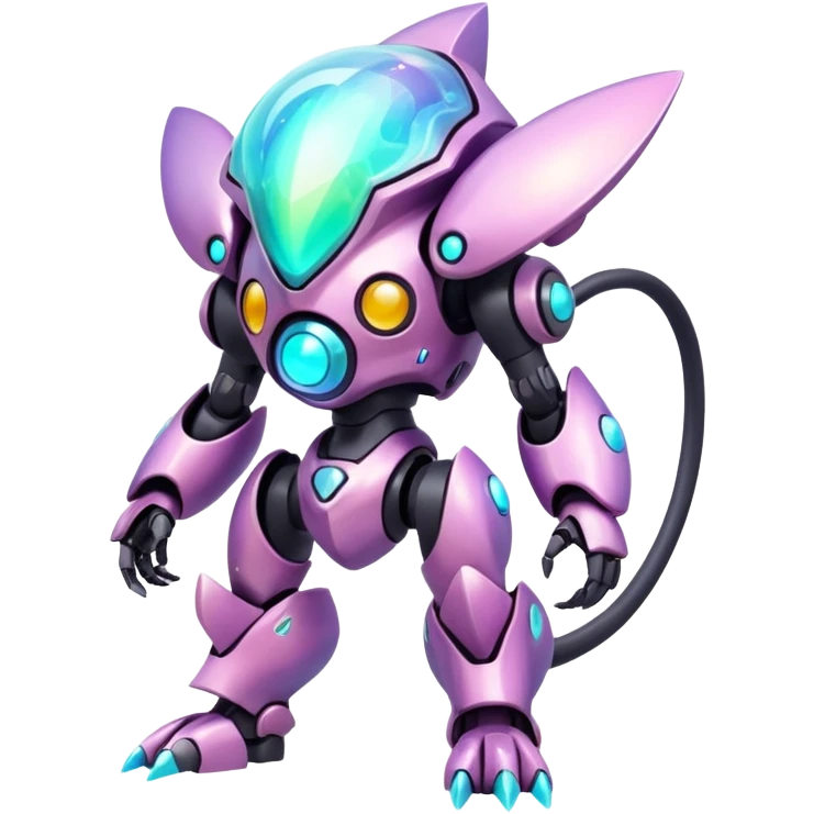 Mechanical Nebulae Pastel Hot Exotic Lush Warm Cute Adorable Colorful Shiny Iridescent Futuristic Modern Cybernetic Protogen-Fakémon-Pokémon-creature-fusion (full body) emoji