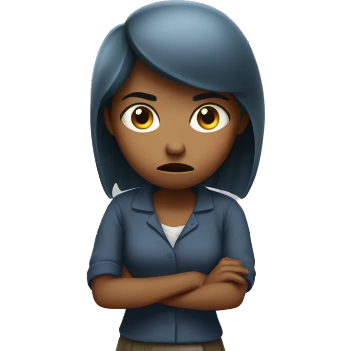 angry girl showing disapproval with hand  in front of her  emoji