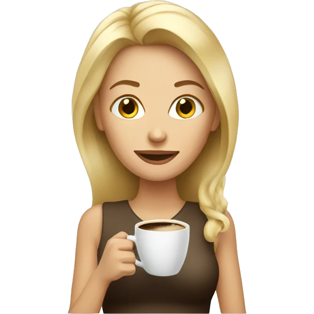Blonde woman with coffee emoji