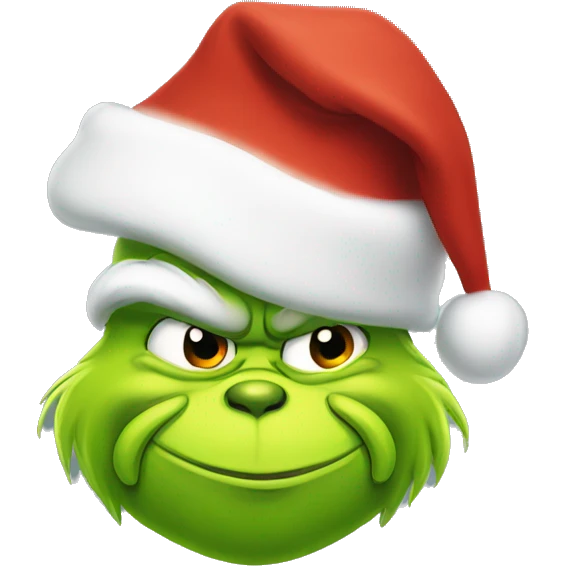Grinch wearing Santa hat emoji