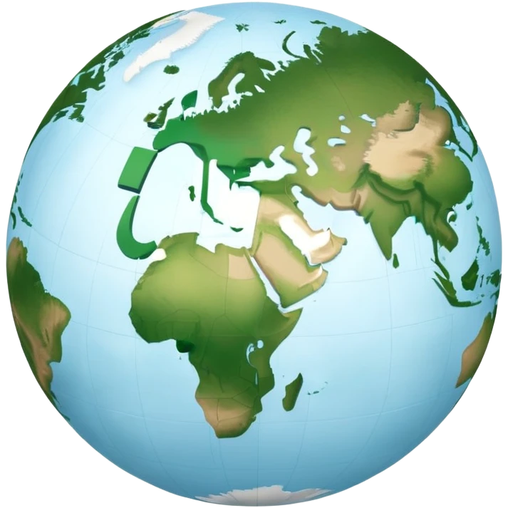 Minimalist Earth globe with landmasses shaped like 812 and also with large, bold "812" text prominently displayed across the globe, iOS emoji style emoji