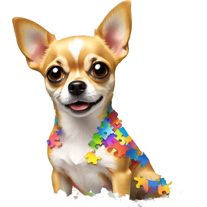 confused chihuahua made out of rainbow jigsaw puzzle pieces emoji