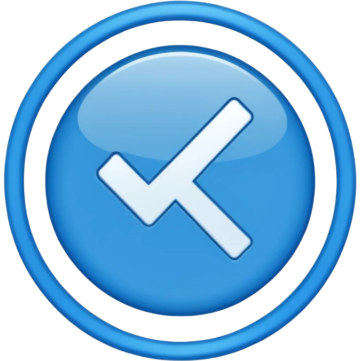 Una raya como ✔️ así pero azul y un círculo  emoji