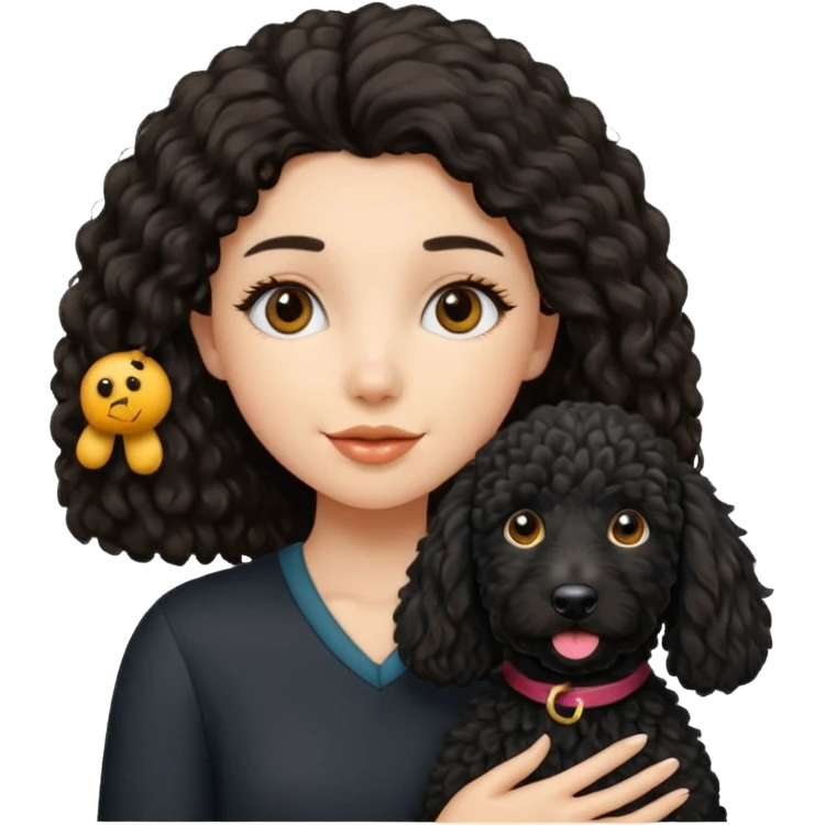 Girl with a black golden doodle  emoji