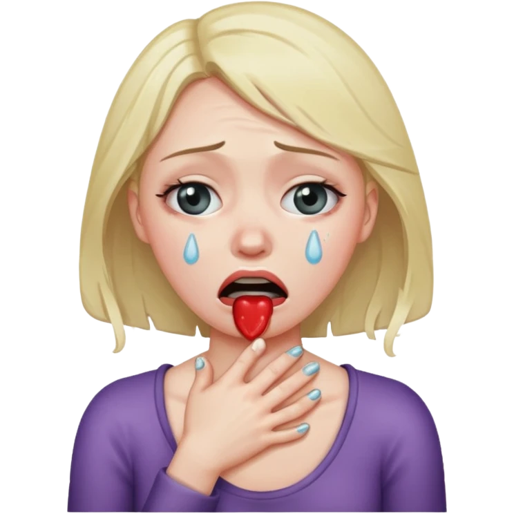 Woman choking herself emoji
