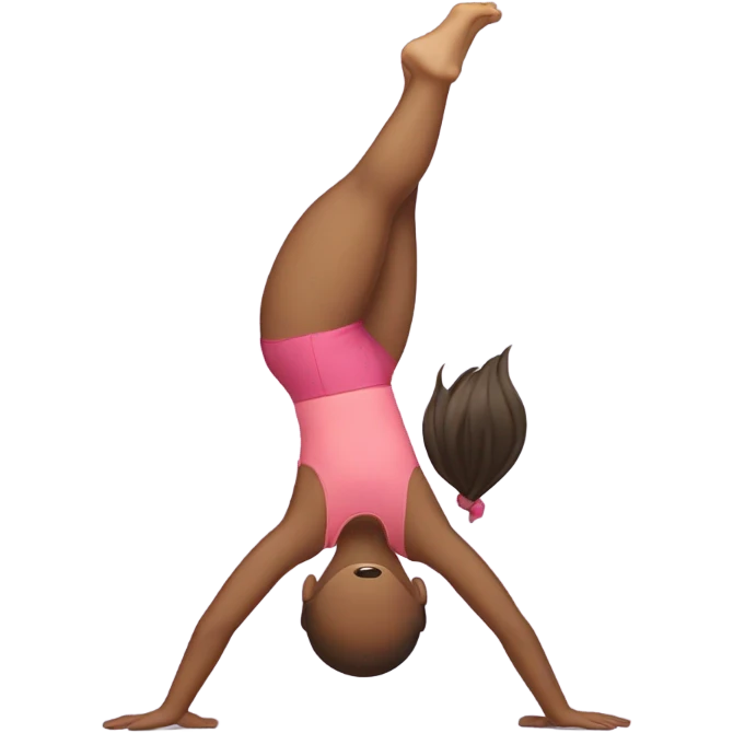 Girl doing a handstand with one hand also a split emoji