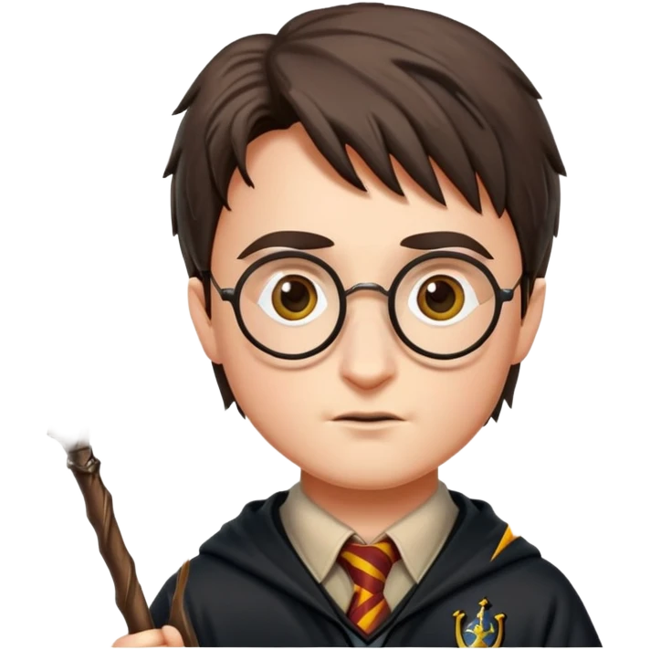 Harry Potter with glasses, lightning scar, and wand emoji