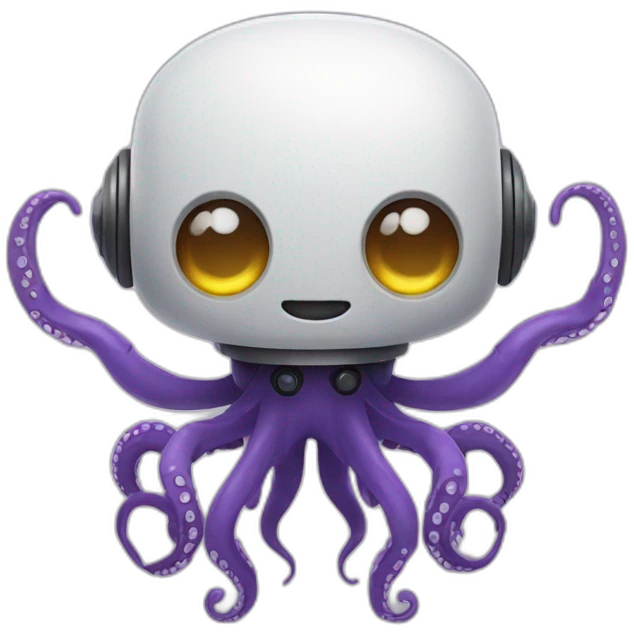 cute robot with octopus horns emoji