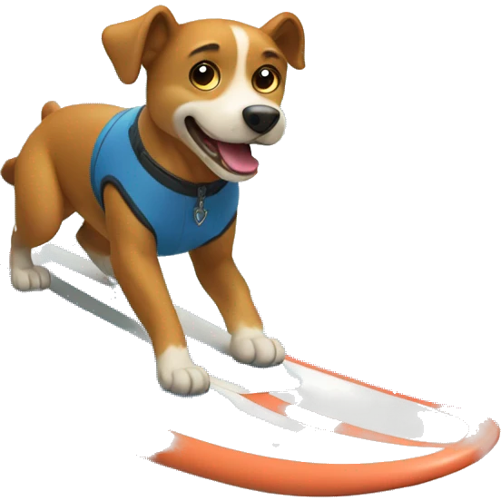 A dog surfing emoji