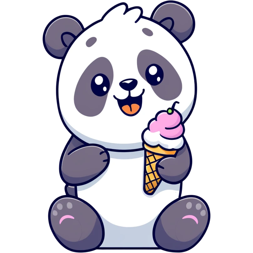 Panda eating ice cream emoji