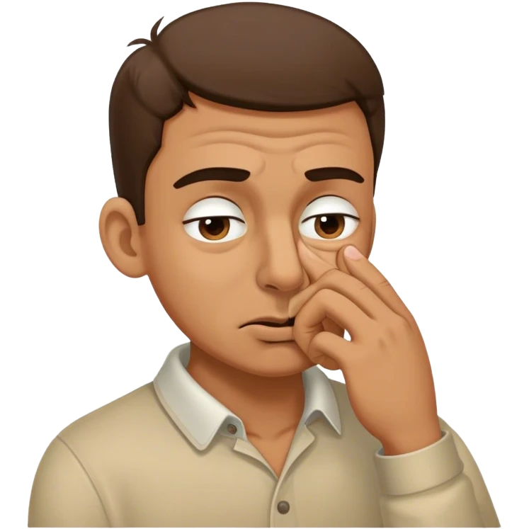 Guy with fingers pinching his nose and eyes scrunched  emoji