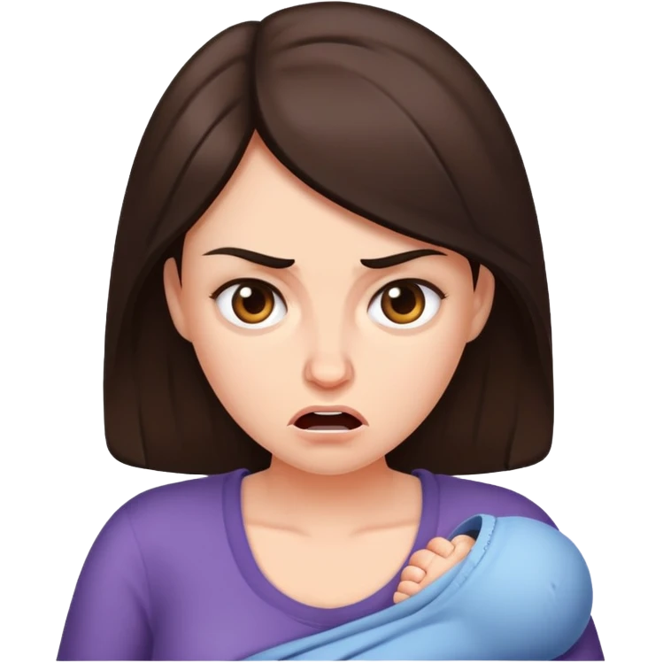 Brunette with Postpartum rage emoji