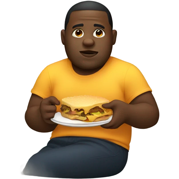Black Fat man eating emoji