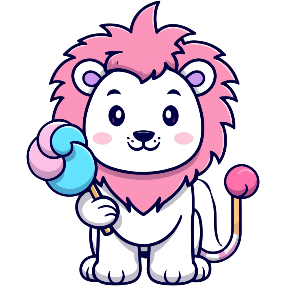 Lion with cotton candy mane and star patterns emoji