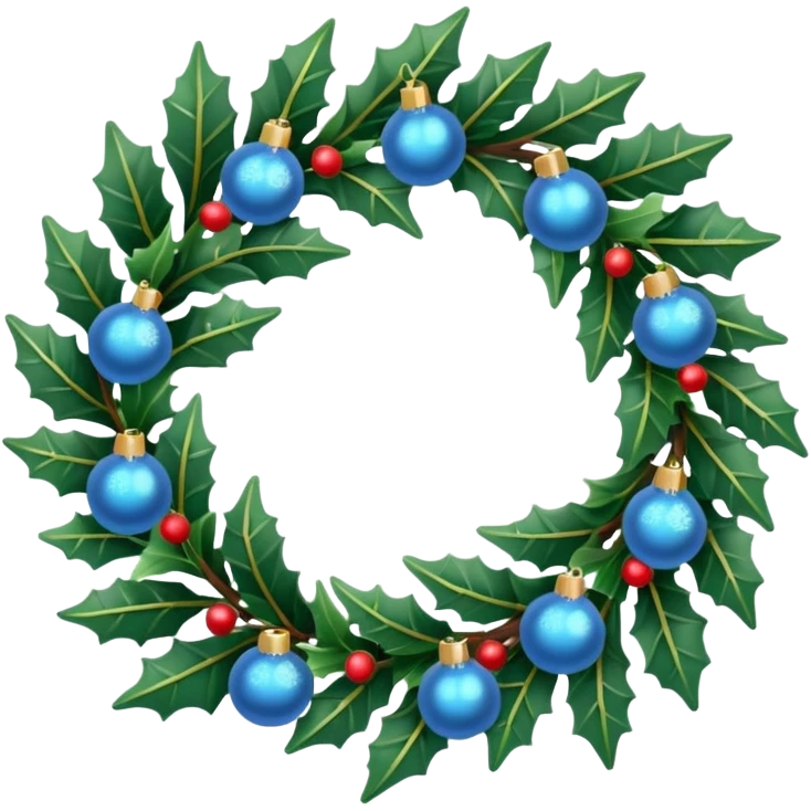 simple Christmas wreath with light blue details emoji