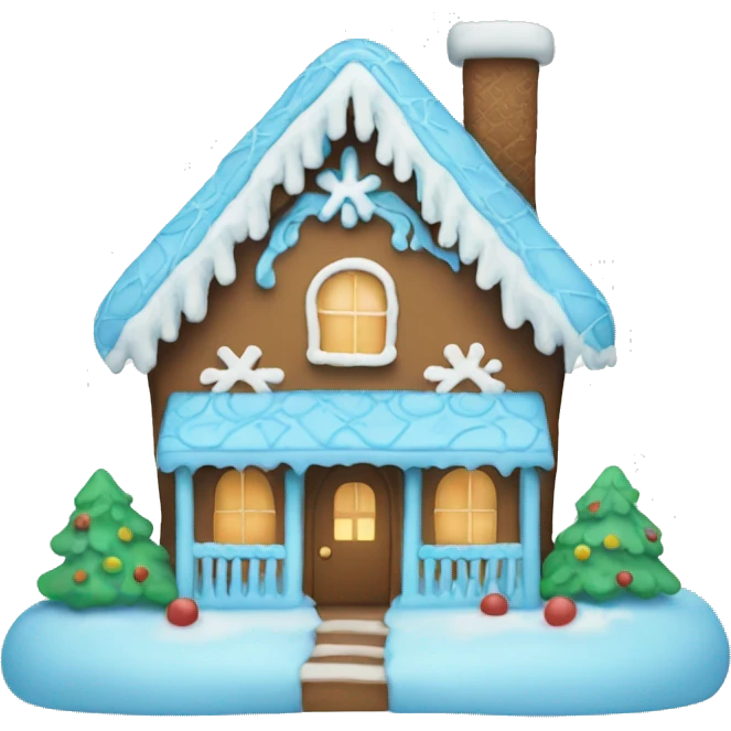 Light blue gingerbread house emoji